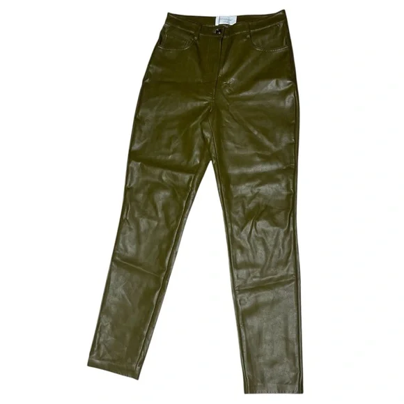 Aritzia Wilfred The Melina Vegan Leather Pants In Avocado Green Size 8 - Picture 2 of 6